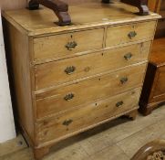 A pine chest of five drawers, W.103cm