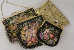 A gem set evening bag and three other evening bags