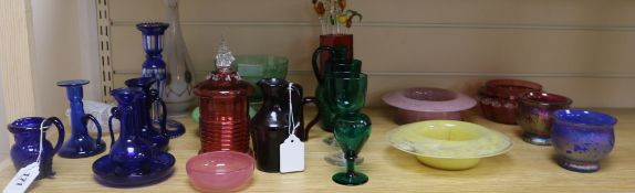 A quantity of mixed coloured glassware