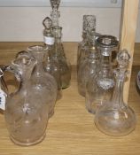 A pair of jugs and decanters