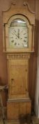 A pine longcase clock, H.209cm