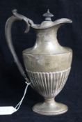 An Edwardian demi fluted silver oval hot water pot, James Deakin & Sons, Sheffield, 1902, gross 13.5