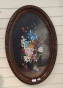 Jays, pair oils on panel, floral studies, signed, oval, 66.5 x 39cm