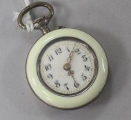 A 20th century Swiss 800 standard silver gilt and enamel keyless fob watch, with Arabic dial and