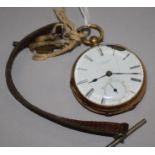 A late Victorian engine turned 18ct gold keywind pocket watch by T.f. Cooper, London, (dial af).