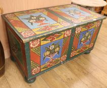 A painted coffer, W.120cm