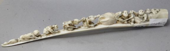 A Japanese walrus tusk carving, early 20th century