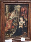 German School (18th century), oil, Virgin Mary and archangel, 26.5 x 19cm