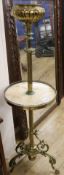 A 19th century French gilt brass adjustable lamp stand, H.125cm