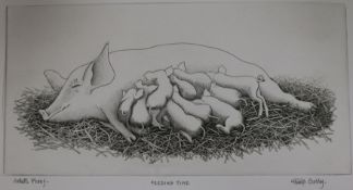 Philip Solly, artist's proof, Feeding Time, 33 x 46.5cm