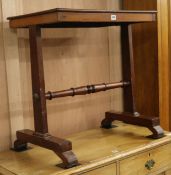 A mahogany stretcher table, W.68cm