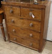 A round cornered chest of drawers, W.94cm
