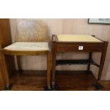 A walnut Art Deco chair and an inlaid piano stool W.54cm