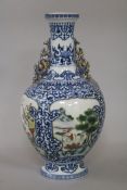 A Chinese famille rose and blue and white vase