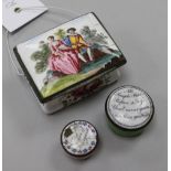 Three South Staffordshire enamel boxes