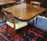 A Regency mahogany breakfast table and two chairs, W.93cm