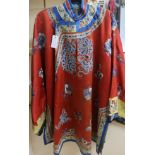A red silk embroidered Chinese robe