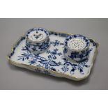 A Meissen blue and white ink stand