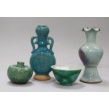 A group of Chinese coloured glazed vases and pots