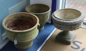 Two terracotta pots, W.48cm & 40cm