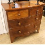 A mahogany bow front chest of drawers, W.92cm