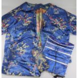 A Chinese brocade silk dress and jacket and various evening bags