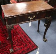 A George III mahogany card table, W.77cm