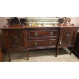 An Edwardian Sheraton style sideboard, W.197cm