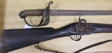 A musket and an officer's sword