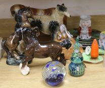 A collection Beswick horses and other mixed ceramics and glassware