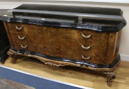 An Italian walnut commode, W.150cm