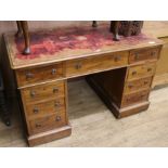 A mahogany pedestal desk, W.122cm