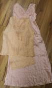 A pair of Chinese silk pyjamas, satin nightie etc.