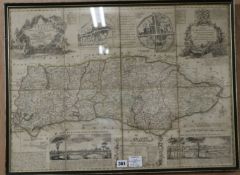 An old printed map of Sussex