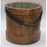 A leather fire bucket with zinc liner