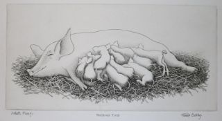 Philip Solly, artist's proof, Feeding Time, 33 x 46.5cm