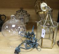 Two glass lanterns and two other lights
