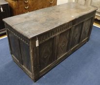 A late 17th century oak coffer, W.57cm