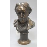 A bronze bust, Herbert Hampton, dated 1903