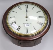 A Fowler of Doncaster mahogany fusee wall clock