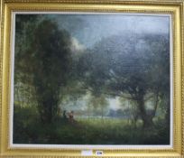 Attributed to William Robb, oil on canvas, Woodland scene, 61 x 73cm