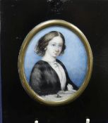 Miniature portrait of a young lady, 8 x 7cm