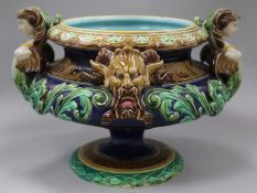 A majolica jardiniere on stand