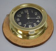 A Chelsea US Navy ship's clock, c.1909, 3.5in.
