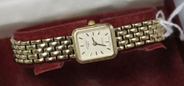 A Rotary 9ct gold lady's wristwatch and bracelet, 23.5g gross, cased