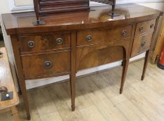 A George III style mahogany bow fronted sideboard, W.153cm