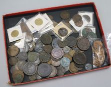 A collection old copper coins