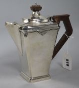 An Art Deco silver hot water jug, Birmingham 1933, William Neale & Son Ltd, 18.6oz gross h. 21.5cm