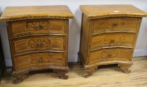 A pair of 17th century style Tuscany design bedside cupboards, H.71cm