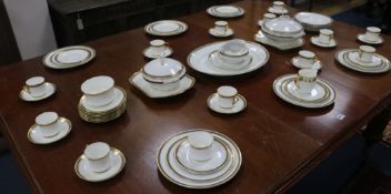 A matched part dinner service by Caulden & John Haddock, with gilt key pattern border